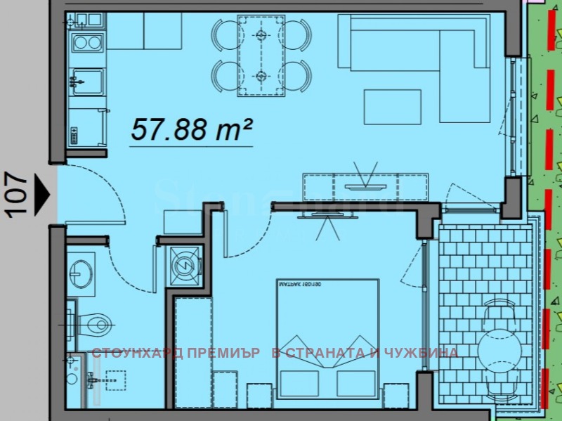 Till salu  1 sovrum region Burgas , k.k. Slantjev brjag , 57 kvm | 77091103 - bild [2]