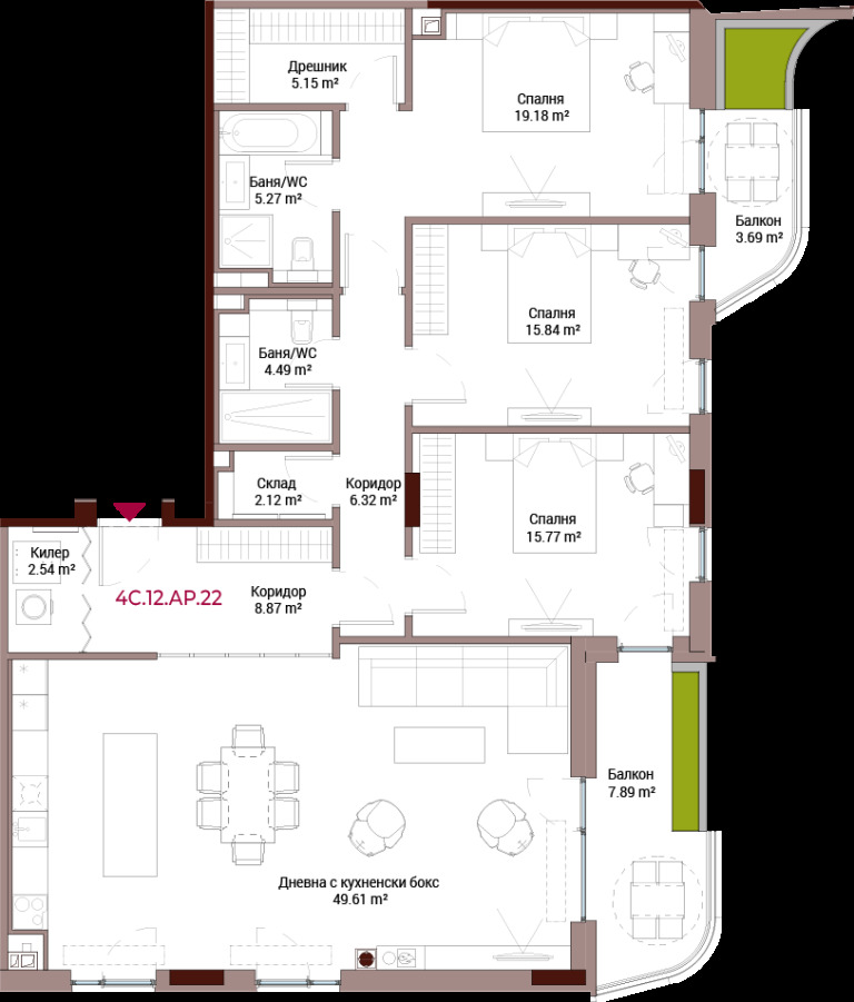 Продава 4-СТАЕН, гр. София, Лозенец, снимка 2 - Апартаменти - 55895644