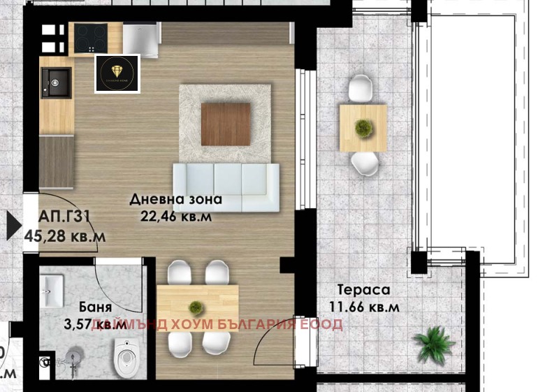Eladó  Stúdió Plovdiv , Komatevsko sose , 52 négyzetméter | 77948765 - kép [2]