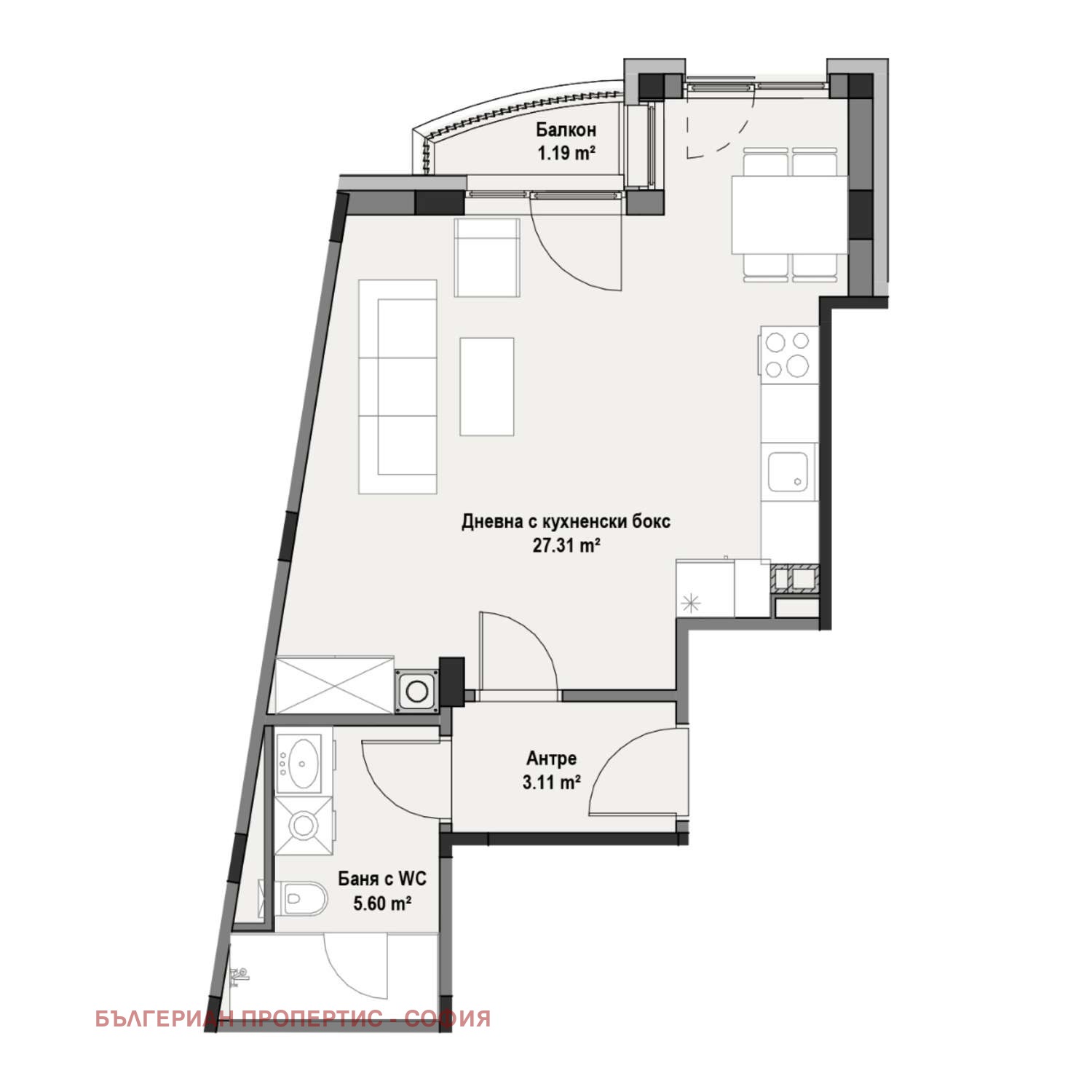 Продава 1-СТАЕН, гр. София, Витоша