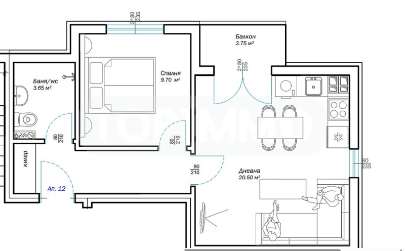 Продава  2-стаен град Варна , м-т Пчелина , 53 кв.м | 66223189 - изображение [4]