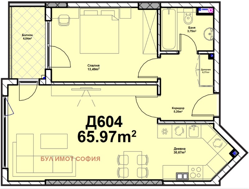 Til salg  1 soveværelse Sofia , Poligona , 78 kvm | 63354405 - billede [2]