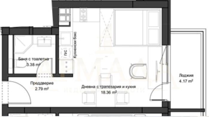 En venta  Estudio Plovdiv , Kyuchuk Parizh , 44 metros cuadrados | 75923961 - imagen [2]