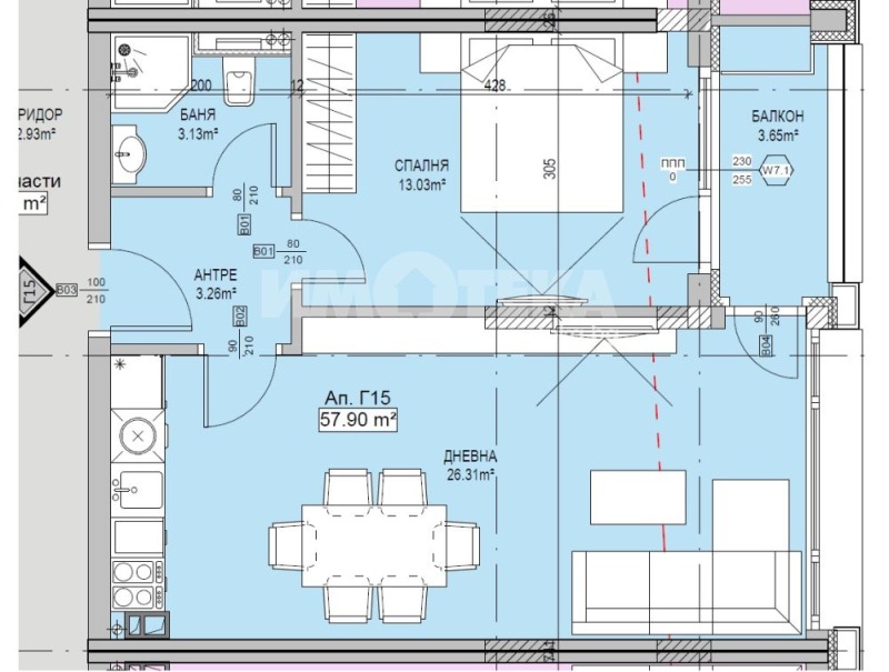 Продаја  1 спаваћа соба Софија , Манастирски ливади , 67 м2 | 35533870 - слика [2]