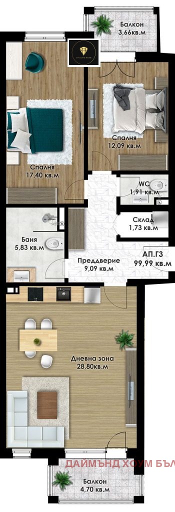 Продава 3-СТАЕН, гр. Пловдив, Коматевско шосе, снимка 2 - Aпартаменти - 48303921