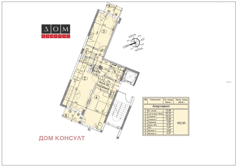 Продава 3-СТАЕН, гр. София, Полигона, снимка 2 - Aпартаменти - 48052097