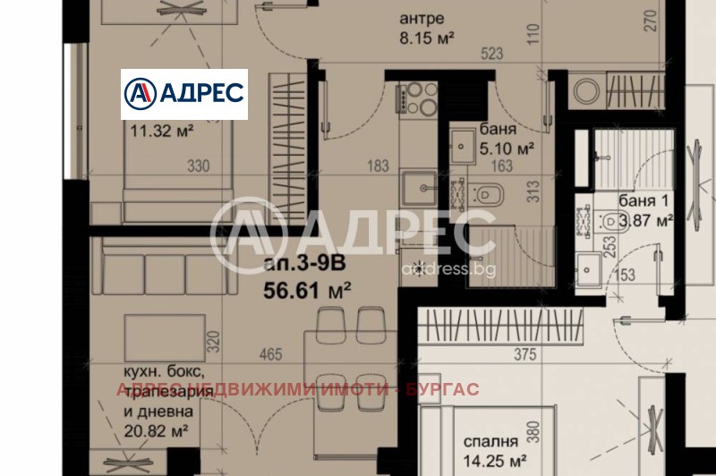 Продава 2-СТАЕН в град Бургас, Изгрев - 66 кв.м / 106 560 € » 208 413.24 лв., АДРЕС НЕДВИЖИМИ ИМОТИ - БУРГАС