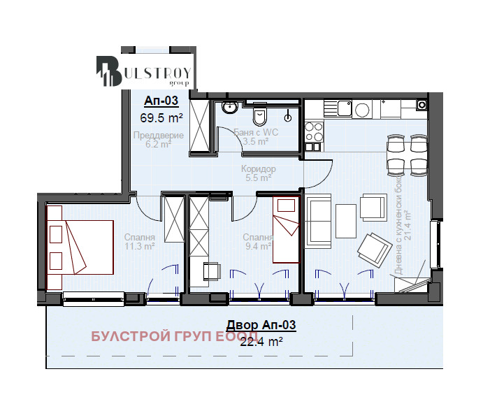 Продава 3-СТАЕН, гр. София, Малинова долина, снимка 5 - Aпартаменти - 47437987