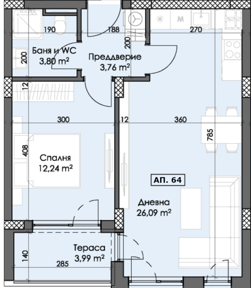 Eladó  1 hálószoba Plovdiv , Trakija , 71 négyzetméter | 48936843 - kép [3]