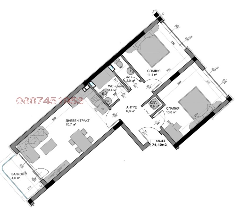 En venta  2 dormitorios Varna , Vladislav Varnenchik 1 , 86 metros cuadrados | 92947471 - imagen [5]