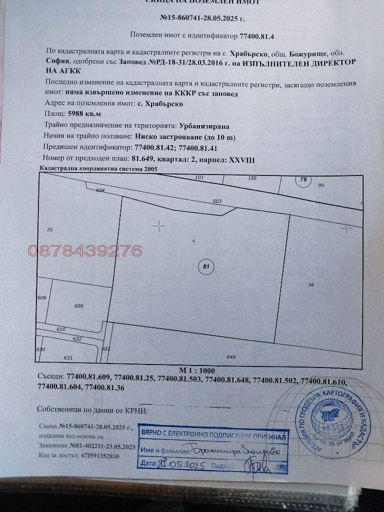 Eladó  Cselekmény régió Sofia , Hrabarsko , 5988 négyzetméter | 70842791