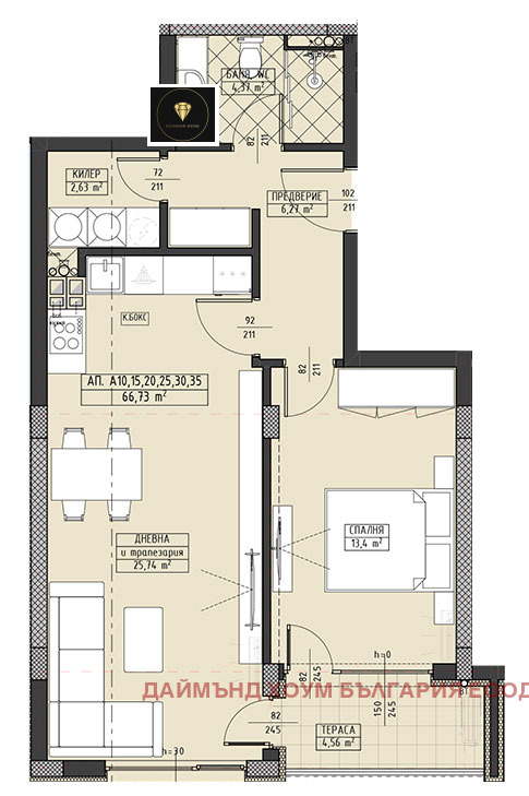 De vânzare  1 dormitor Plovdiv , Hristo Smirnensci , 78 mp | 31301574 - imagine [11]