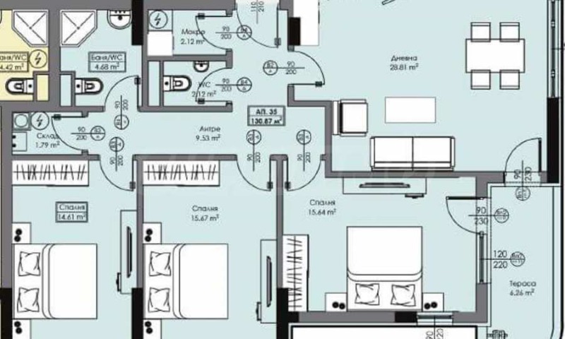 Продава 4-СТАЕН, гр. Бургас, Славейков, снимка 2 - Aпартаменти - 48814723