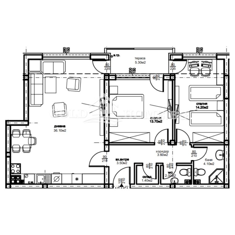 Myytävänä  2 makuuhuonetta Plovdiv , Ostromila , 110 neliömetriä | 44715771 - kuva [7]