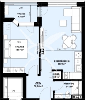 1 dormitorio Izgrev, Burgas 1