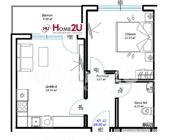 De vânzare  1 dormitor Varna , Vinița , 62 mp | 63226761 - imagine [2]