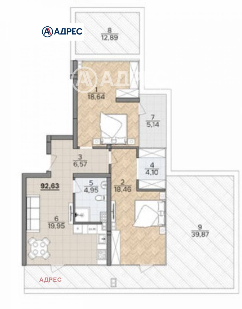 Satılık  2 yatak odası Varna , k.k. Çayka , 93 metrekare | 43496344 - görüntü [8]
