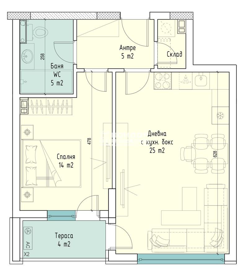 For Sale  1 bedroom Plovdiv , Tsentar , 76 sq.m | 74441410 - image [2]