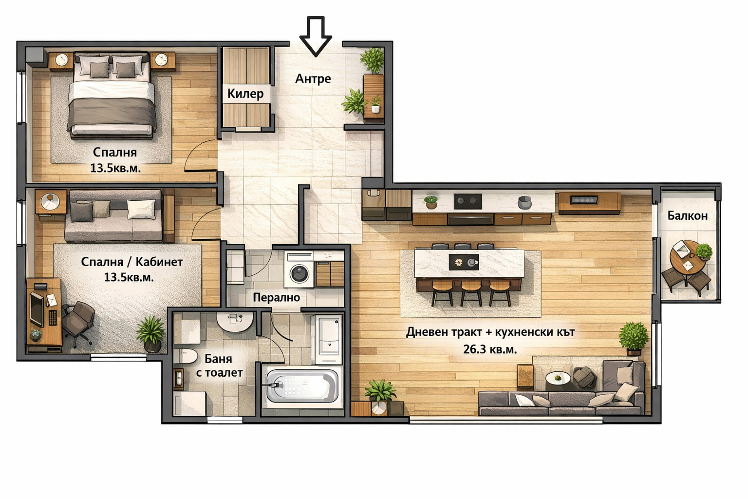 Продава 3-СТАЕН, гр. Варна, Цветен квартал, снимка 2 - Апартаменти - 53985893