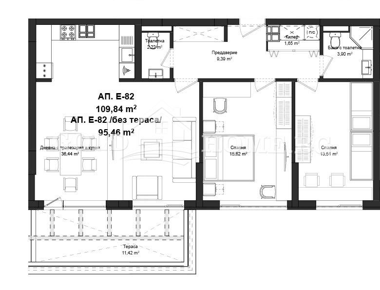 Myytävänä  2 makuuhuonetta Plovdiv , Gagarin , 86 neliömetriä | 77428286 - kuva [7]