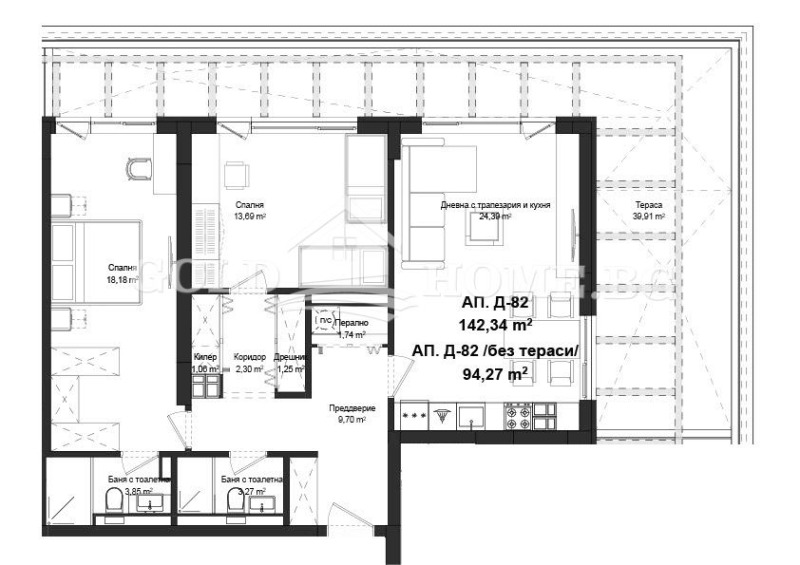 Myytävänä  2 makuuhuonetta Plovdiv , Gagarin , 86 neliömetriä | 77428286 - kuva [11]