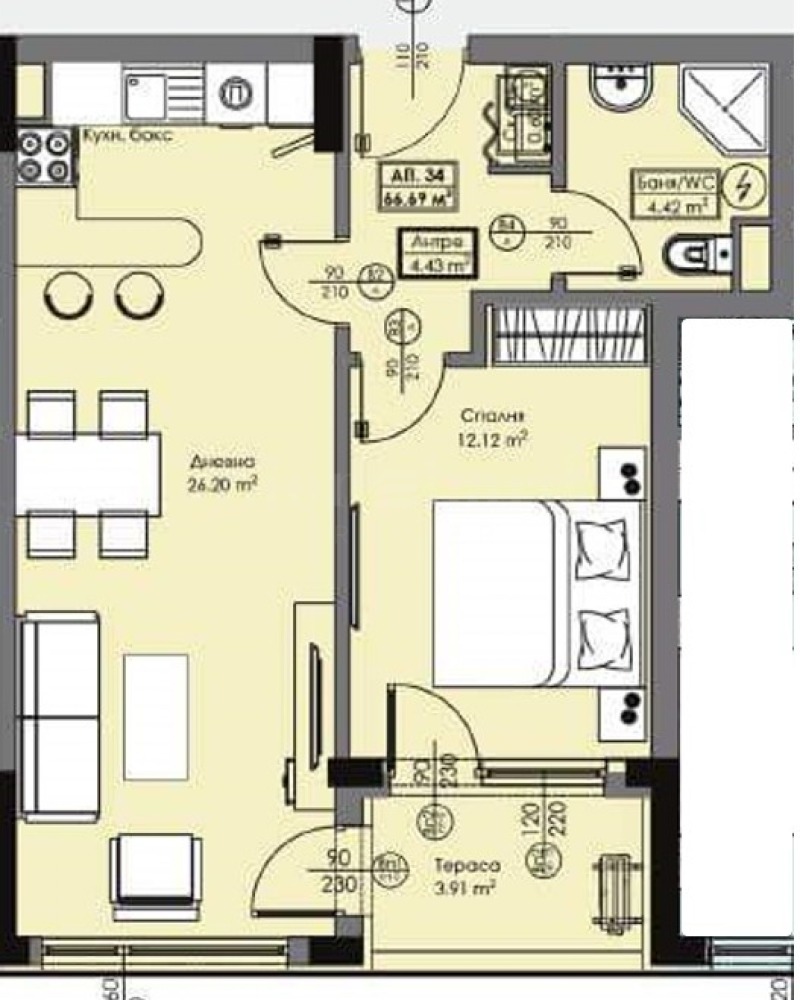 Zu verkaufen  1 Schlafzimmer Burgas , Slawejkow , 66 qm | 86365851 - Bild [2]