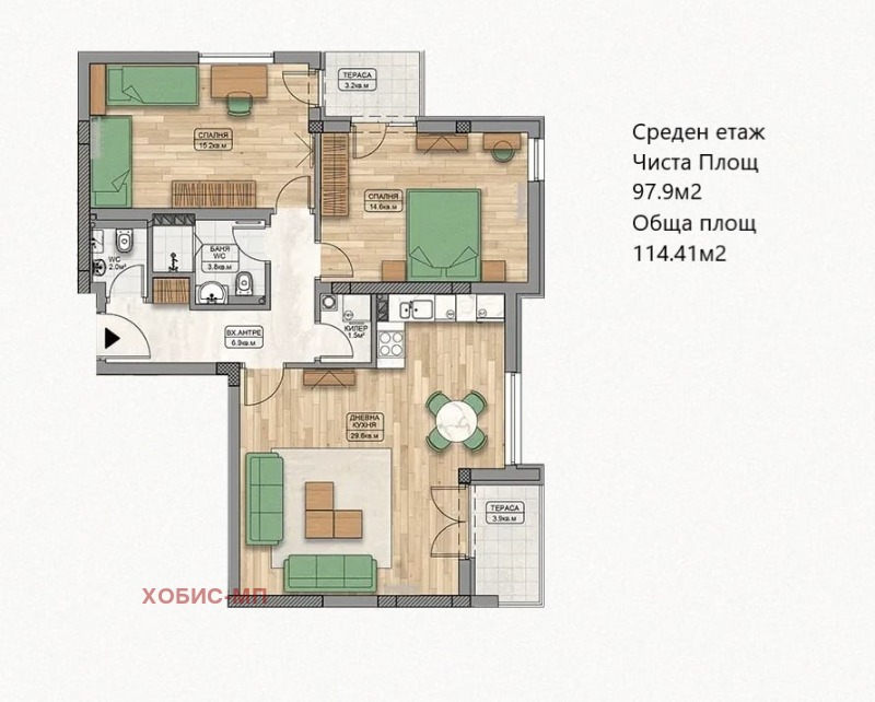 À vendre  1 chambre Plovdiv , Karchiyaka , 114 m² | 44890387