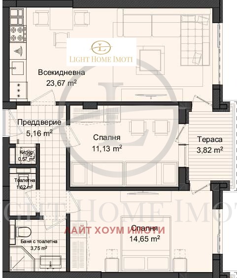 In vendita  2 camere da letto Plovdiv , Gagarin , 93 mq | 68987224 - Immagine [3]