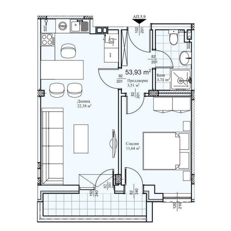Продава  2-стаен град Пловдив , Прослав , 59 кв.м | 22983814