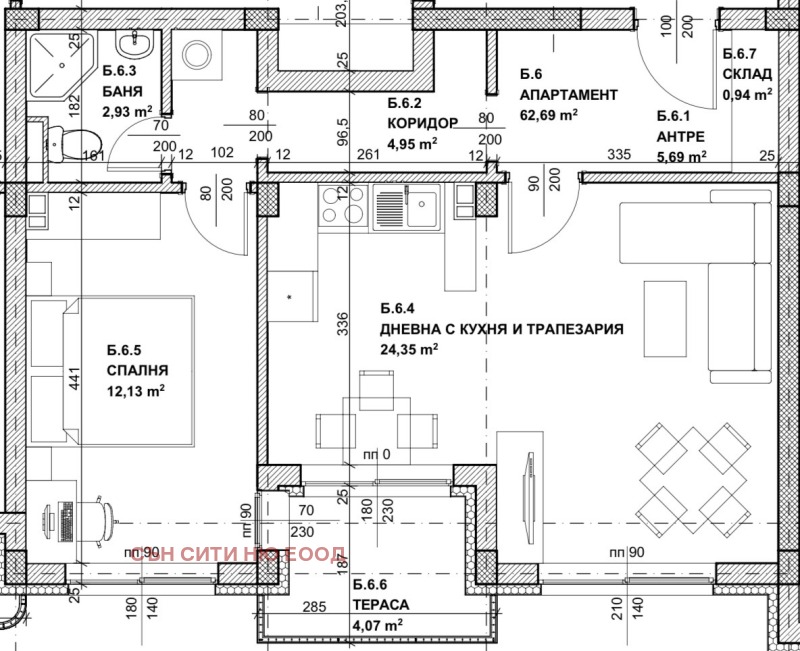 Продаја  1 спаваћа соба Софија , Крастова вада , 76 м2 | 90755642 - слика [2]