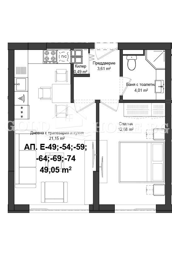 For Sale  1 bedroom Plovdiv , Gagarin , 56 sq.m | 62449728 - image [3]