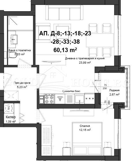 For Sale  1 bedroom Plovdiv , Gagarin , 56 sq.m | 62449728 - image [9]