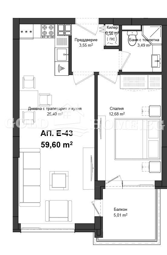For Sale  1 bedroom Plovdiv , Gagarin , 56 sq.m | 62449728 - image [7]