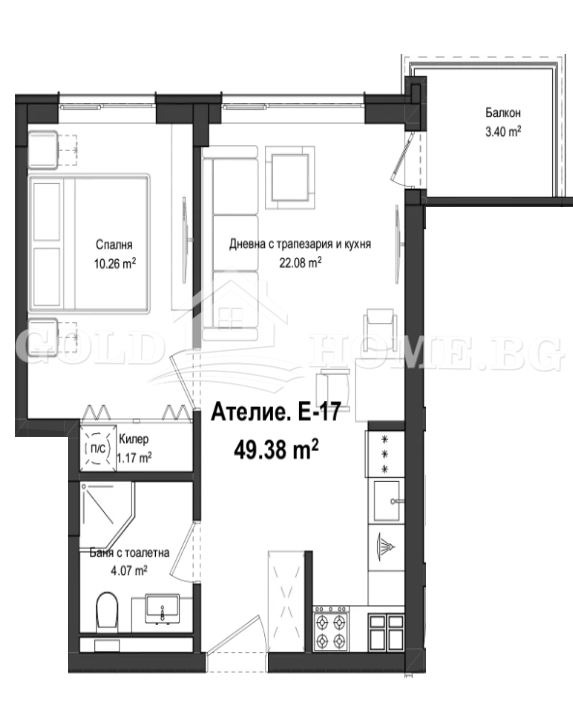 For Sale  1 bedroom Plovdiv , Gagarin , 56 sq.m | 62449728 - image [2]
