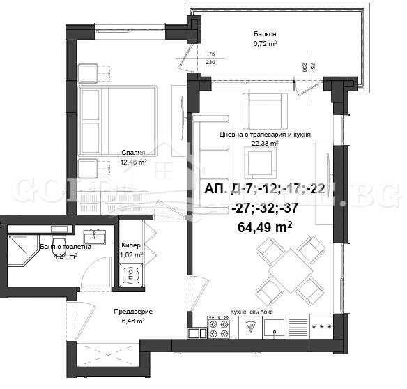 For Sale  1 bedroom Plovdiv , Gagarin , 56 sq.m | 62449728 - image [15]