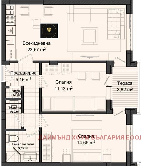 Продава 3-СТАЕН, гр. Пловдив, Гагарин, снимка 2 - Aпартаменти - 47431504