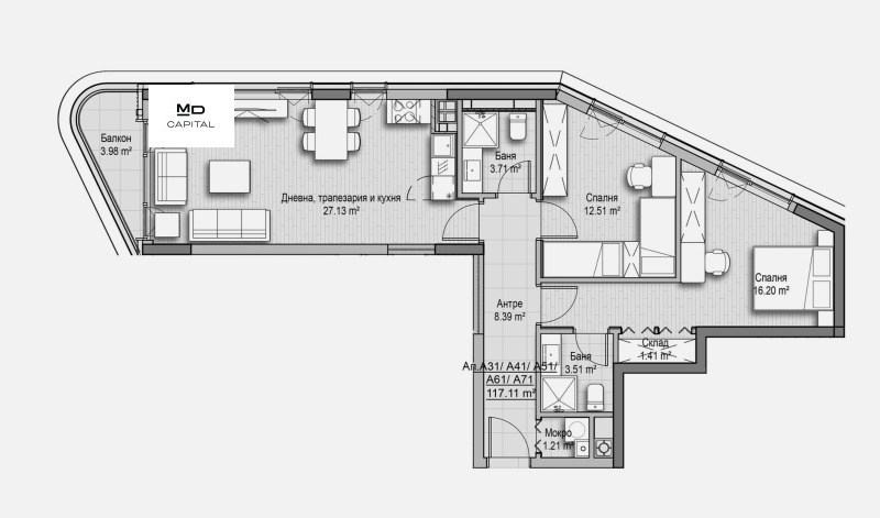 Продава 3-СТАЕН, гр. София, Кръстова вада, снимка 4 - Aпартаменти - 49098048