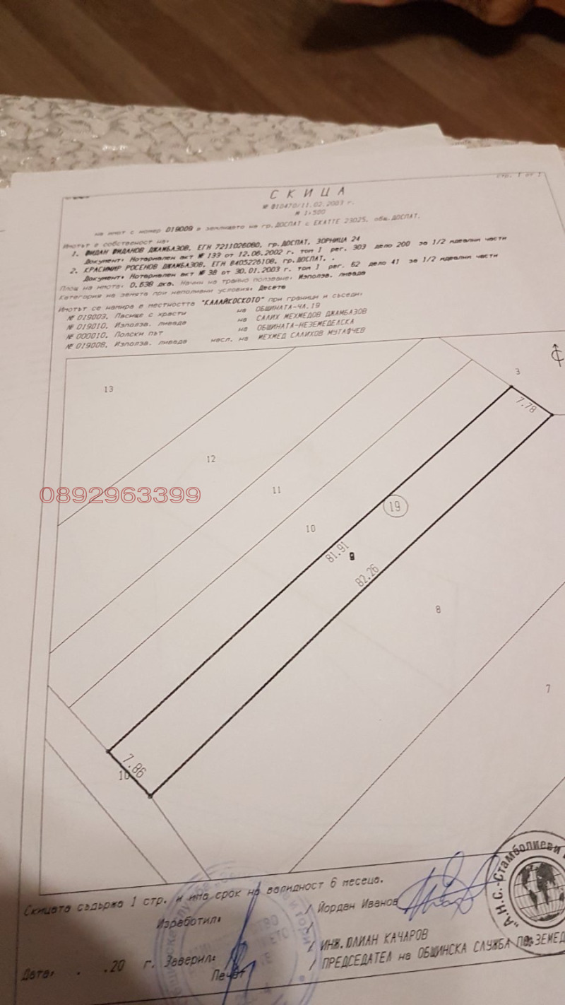 Продава ЗЕМЕДЕЛСКА ЗЕМЯ, гр. Доспат, област Смолян