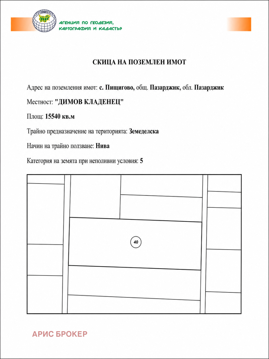 Продава ЗЕМЕДЕЛСКА ЗЕМЯ, с. Пищигово, област Пазарджик