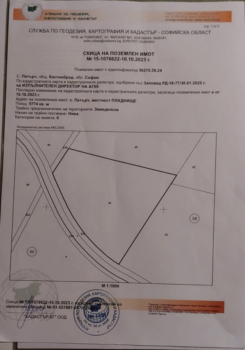Zu verkaufen  Handlung region Sofia , Petartsch , 5774 qm | 94500655 - Bild [8]