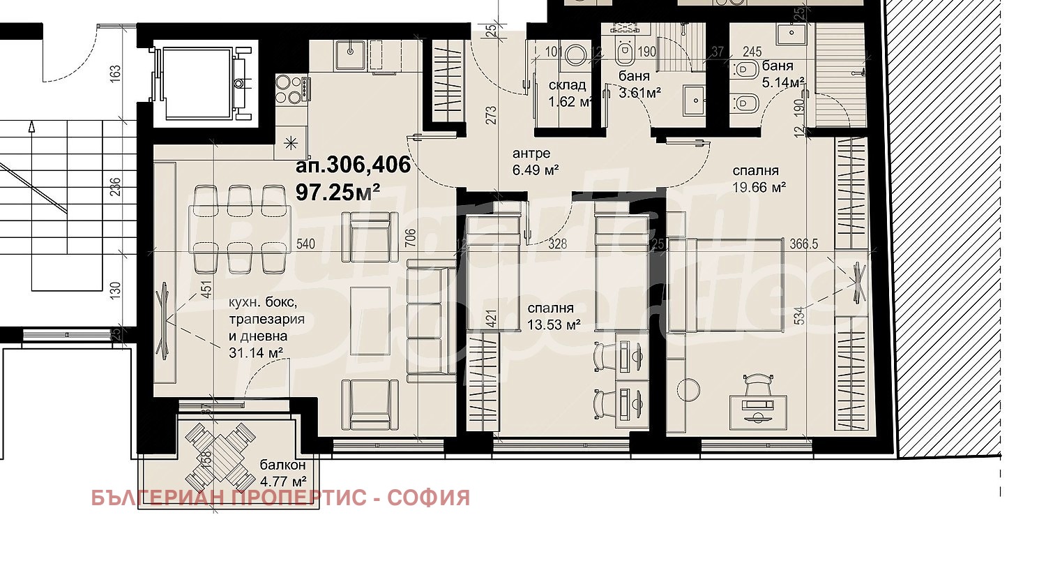 Продава 3-СТАЕН, гр. София, Зона Б-5, снимка 4 - Апартаменти - 54453103