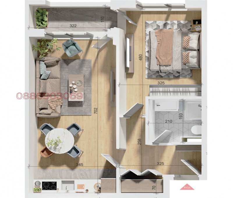 Eladó  1 hálószoba Plovdiv , Trakija , 74 négyzetméter | 53941535 - kép [3]