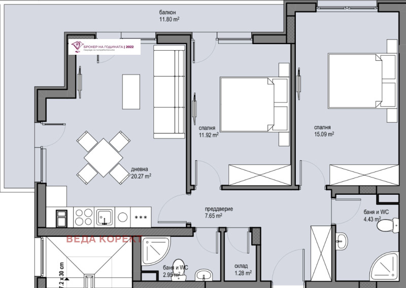 Продава 3-СТАЕН, гр. София, Красно село