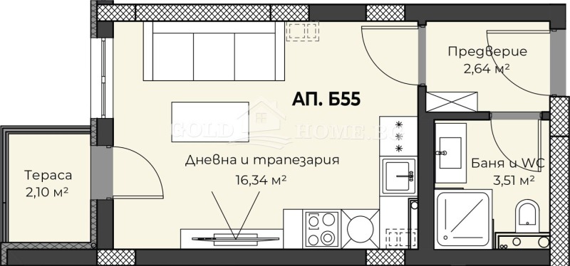 Til salg  Studie Plovdiv , Hristo Smirnenski , 36 kvm | 83318048 - billede [2]