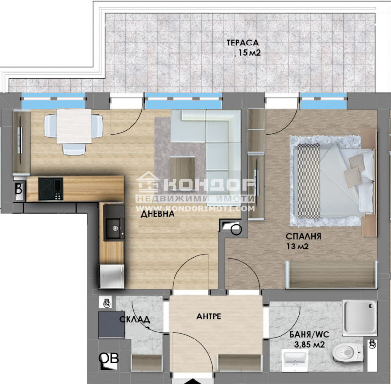 De vânzare  1 dormitor Plovdiv , Proslav , 75 mp | 53174852