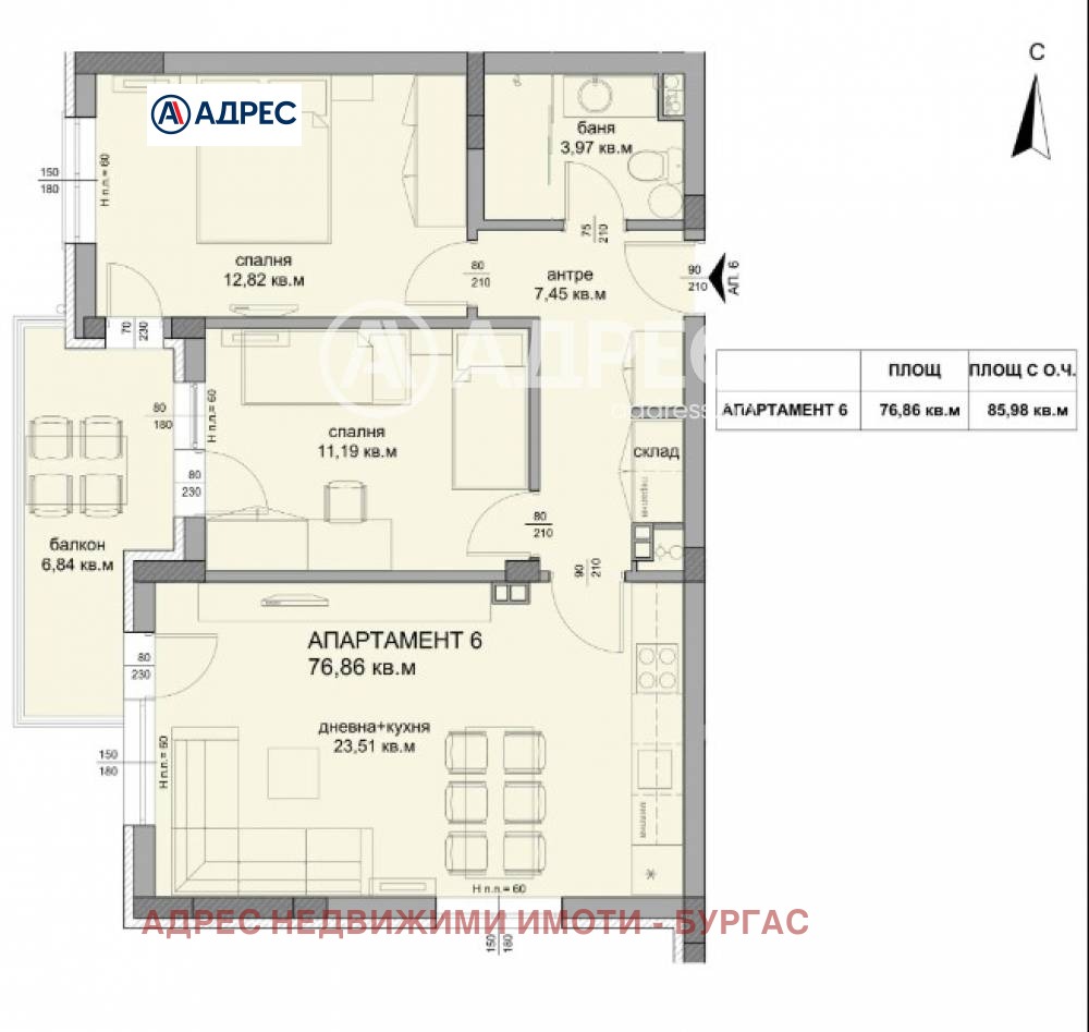 Продава 3-СТАЕН, гр. Бургас, Сарафово, снимка 3 - Апартаменти - 54029788