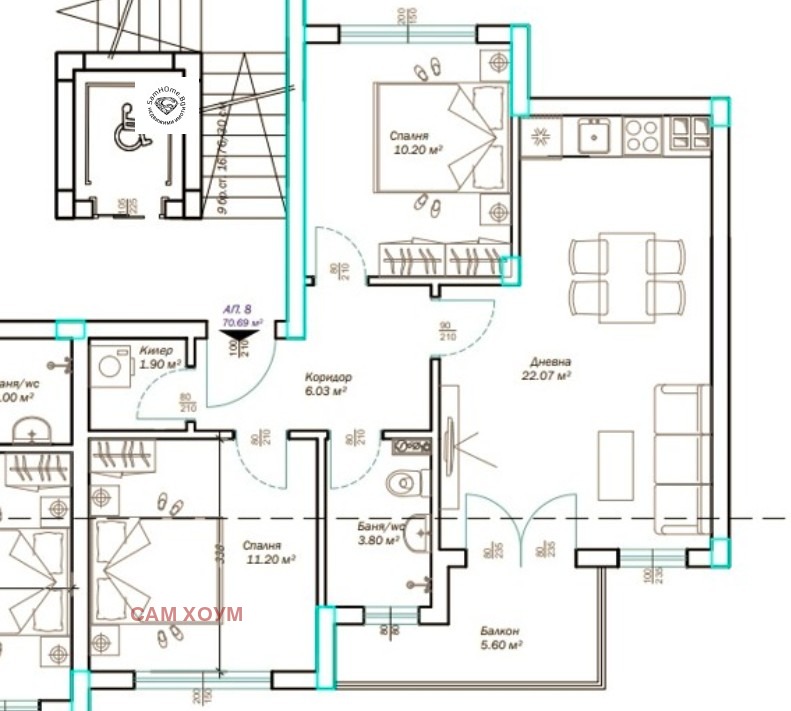 En venta  2 dormitorios Varna , m-t Pchelina , 79 metros cuadrados | 68807584 - imagen [2]