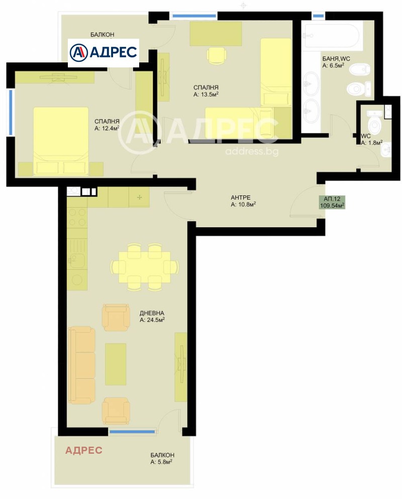 Myytävänä  2 makuuhuonetta Varna , Grand Mol , 110 neliömetriä | 87392313 - kuva [3]