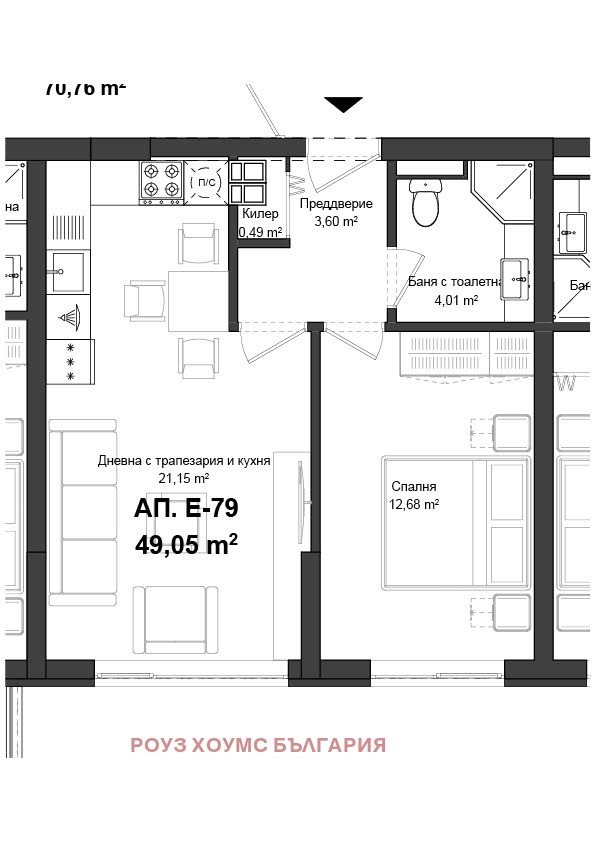 Satılık  1 yatak odası Plovdiv , Gagarin , 56 metrekare | 41755333 - görüntü [2]