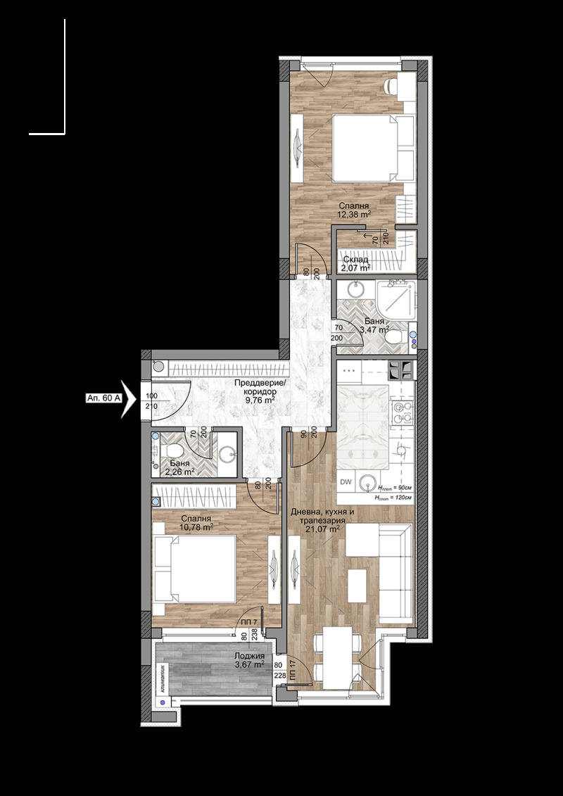 En venta  2 dormitorios Sofia , Mladost 4 , 92 metros cuadrados | 76079700 - imagen [2]